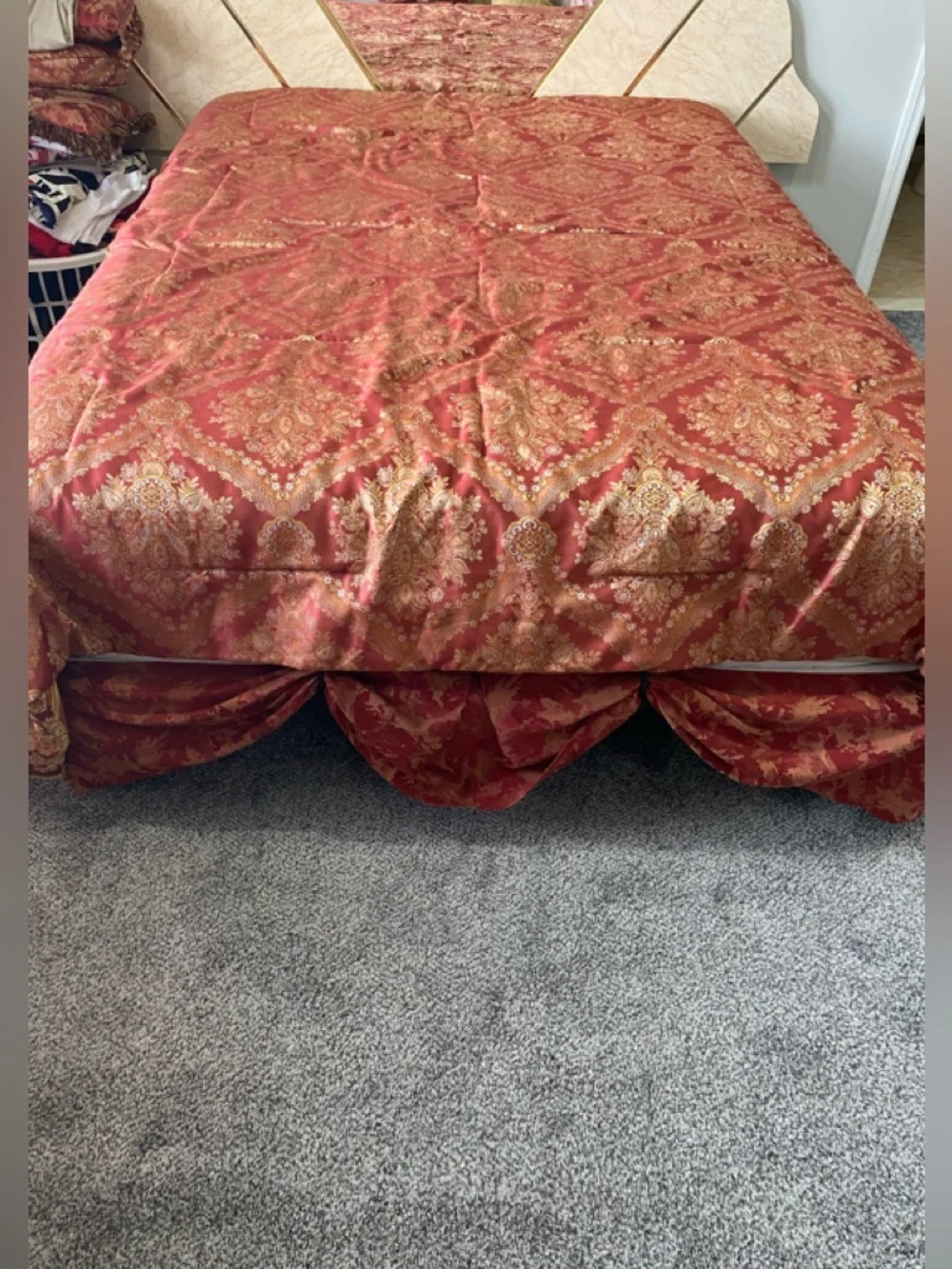 Classic Red and Gold Damask Comforter - Timeless Home Bedding